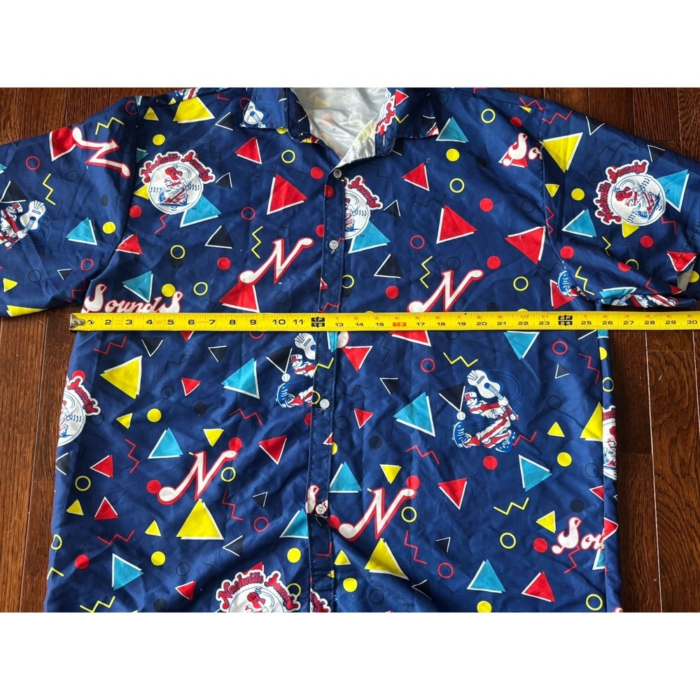 Nashville‎ Sounds All Over Print Shirt Mens Blue Logo Button Up Short Sleeve XL - Picture 3 of 5